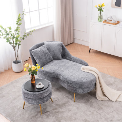 58'' Indoor Chenille Lumbar Cushion With Ottoman