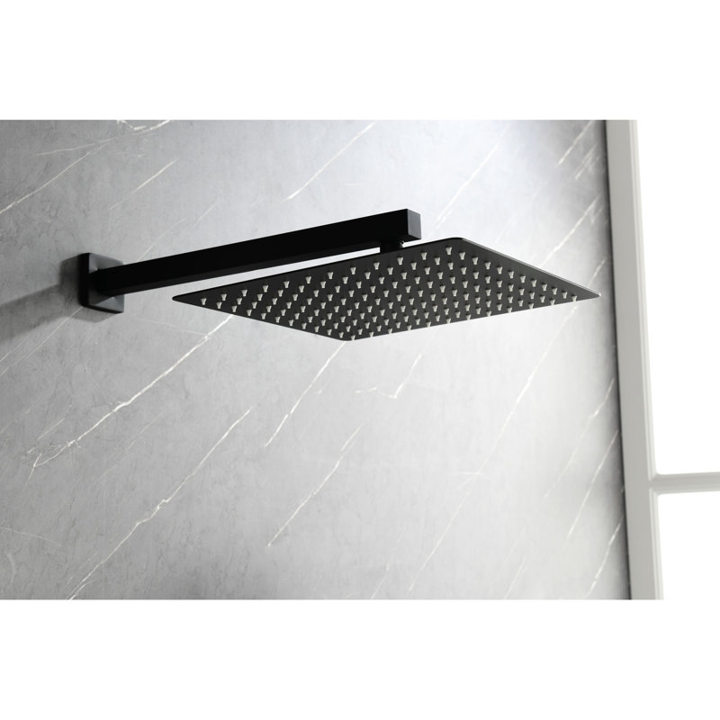 Matte Black Shower System With Long-lasting Build: Head, Hand Shower, Hose, Valve Trim, Lever Handles, Niche - Quality Assurance And Hose: Easy To Maintain, Wall Mounted