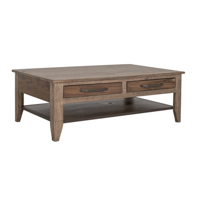 Tacey Coffee Table, 4 Drawers, 1 Shelf, Peanut Brown Wood, 50 Inch
