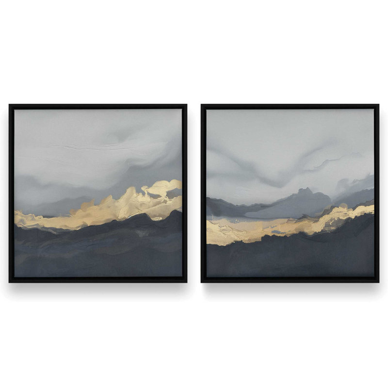 Nimbus Drama, ensemble de 2 toiles encadrées, Cadre flottant noir satiné, H 16,75 po x l 33,5 po x P 1,75 po
