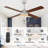 Kahliel 48" Caged Ceiling Fan with Light and Remote, Reversible DC Motor Farmhouse Solid Wood Ceiling Fan-275570781-275592521