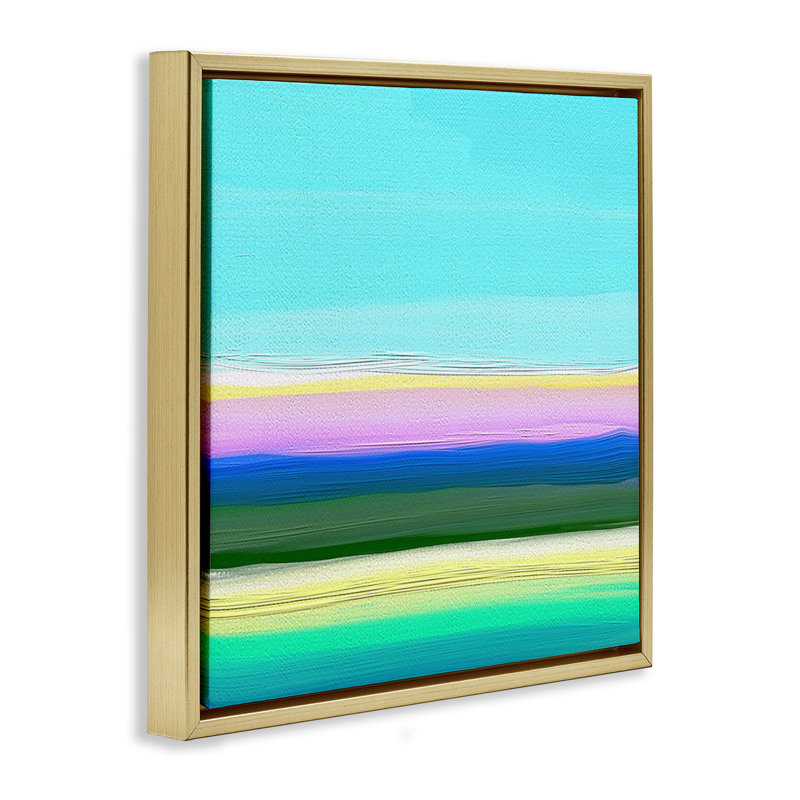 Cadre flottant Bright Ocean Dreams, design par Atelier Posters, H 18 po x l 18 po, Cadre flottant métallique doré