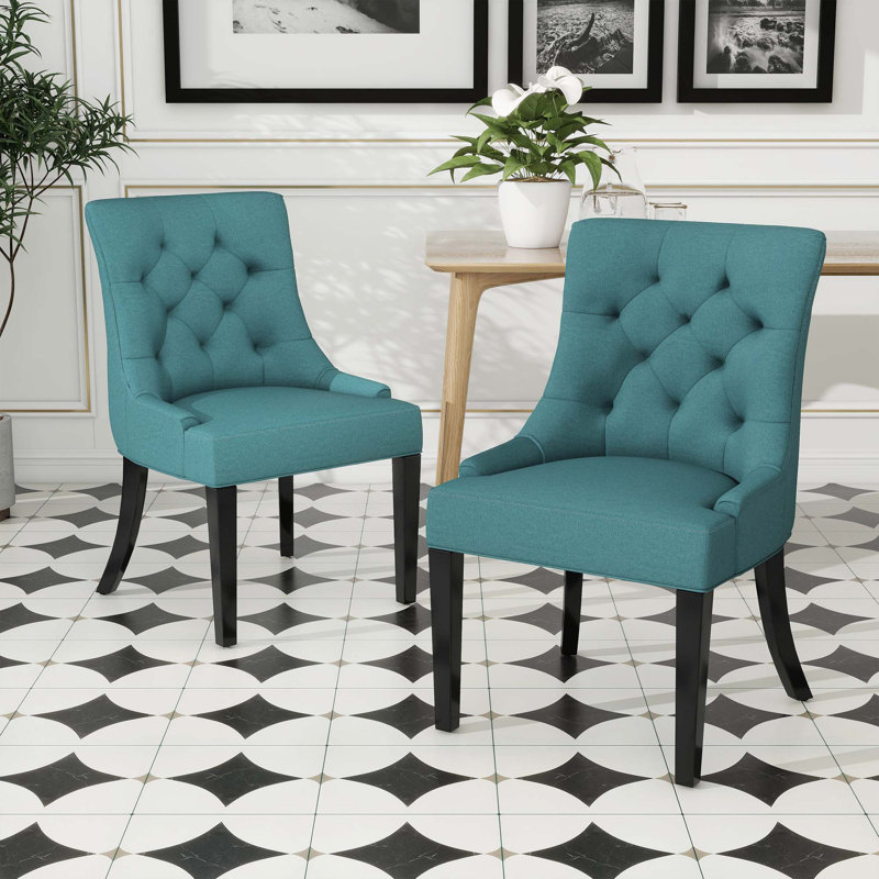 Chaises de salle à manger rembourrées Modern, Bleu sarcelle foncé, 2