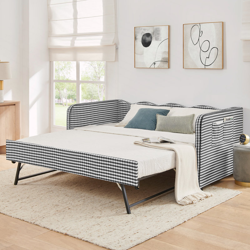 Lit de jour simple, canapé-lit convertible polyvalent 3 en 1 Gingham