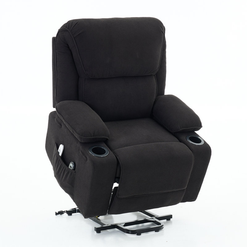 Fauteuil inclinable noir à télécommande chauffant et massant pour personnes âgées