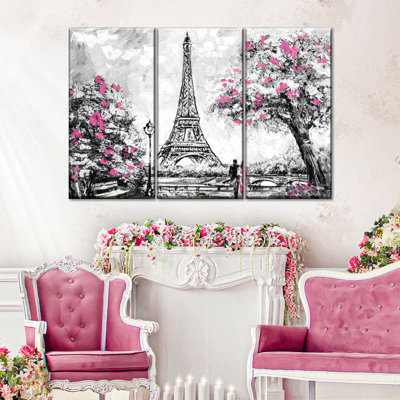 Ensemble de 3 pièces sur toile Eiffel Tower