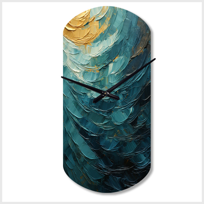 Horloge murale en métal Teal Majestic Motion - Abstract, Petit