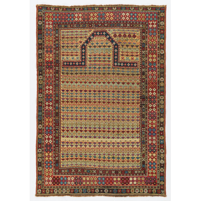 Tapis antique de race blanche Shirvan, sol jaune rare, ca 1875