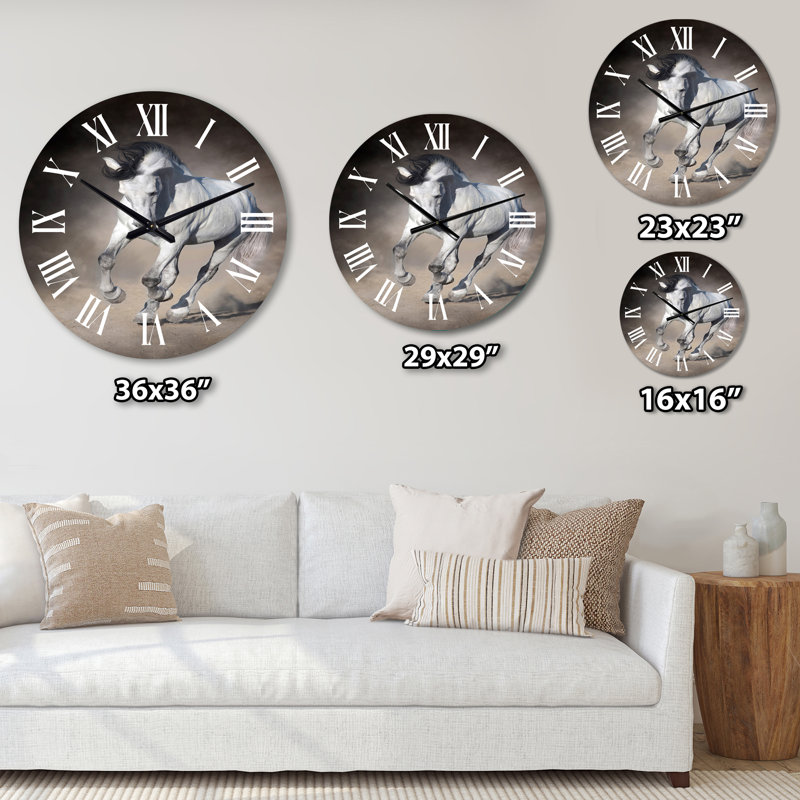 Horloge murale traditionnelle White Horse, Surdimensionné