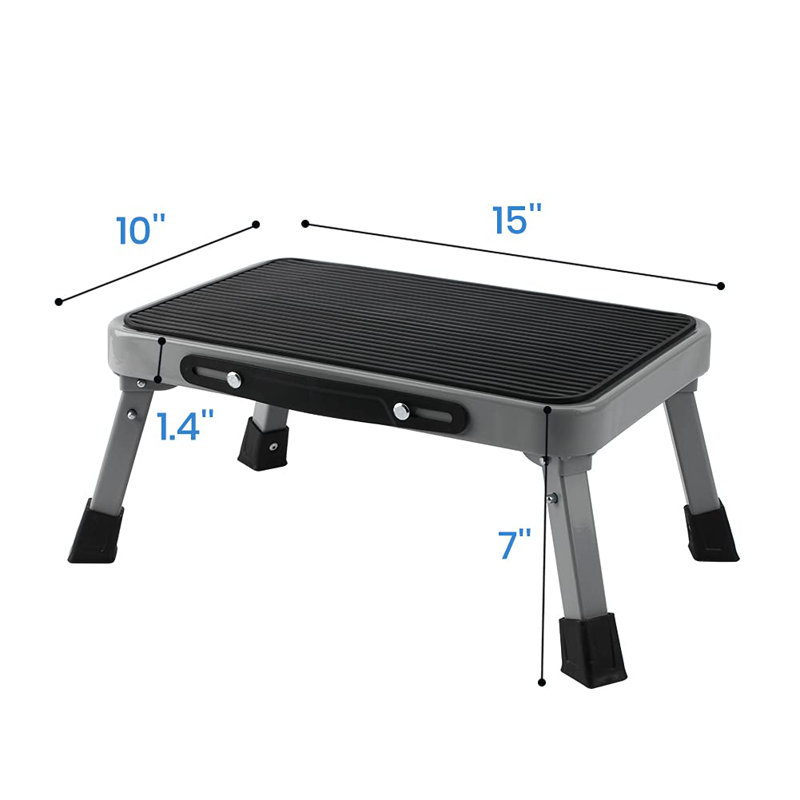 1-Step 330Lbs Capacity Folding Metal Step Stool, Portable Step Ladder, Non-Slip, Sturdy