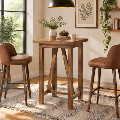 Table de bar carrée de 39,4 po de hauteur, table à hauteur de bar avec base en bois pour bistro cocktail