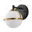 Modern 1-Light Globe Wall Sconce, Matte Black with White Glass Shade, Dimmable, UL Listed