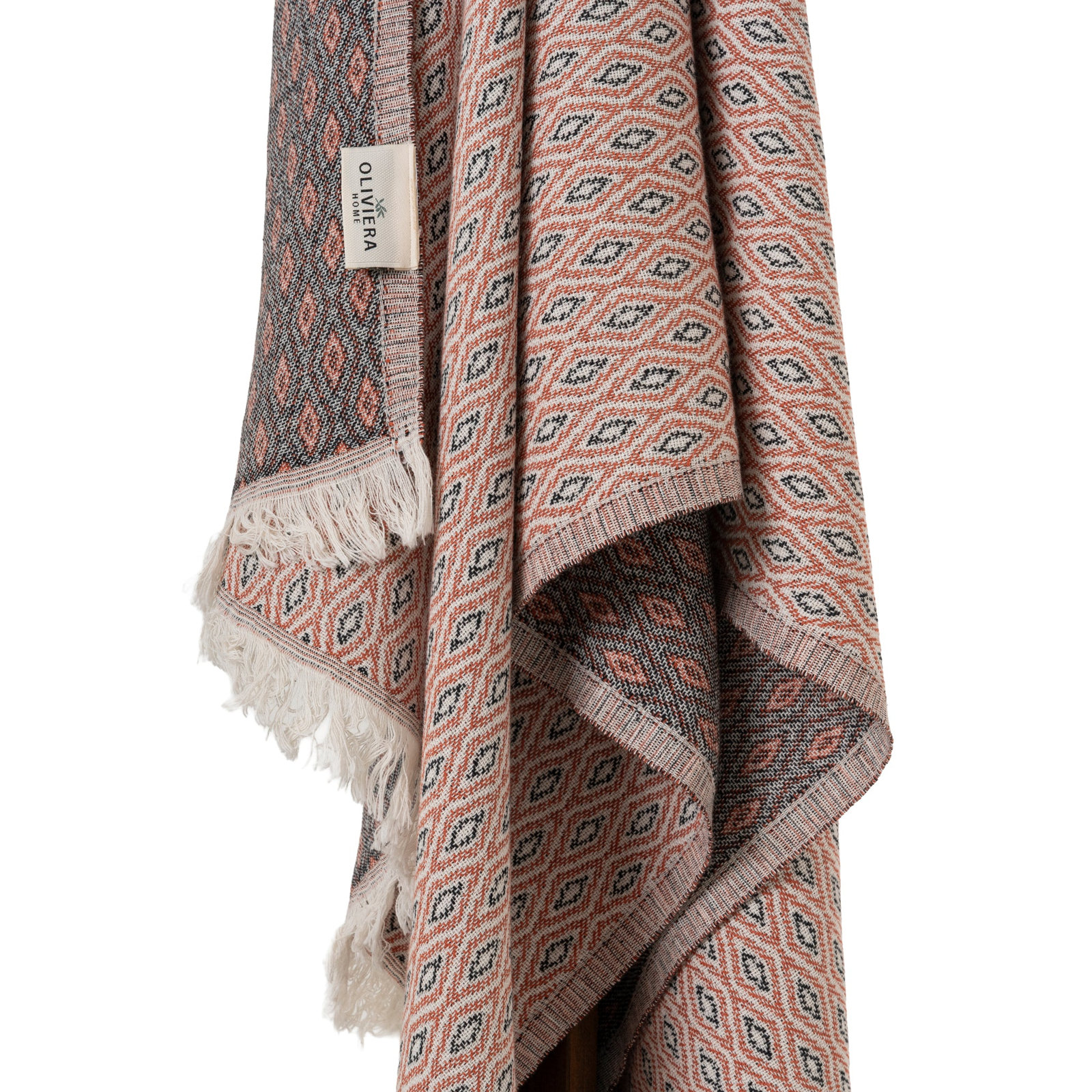 Williar Turkish Cotton Throw Blanket, Terracotta