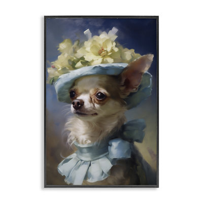 Dog with Fashionable Hat Framed Giclee, design by Wumples