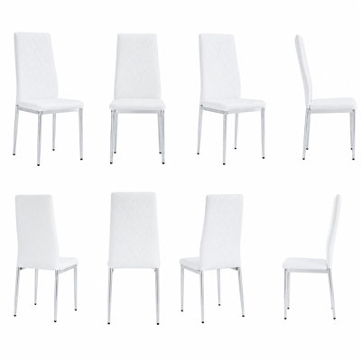 Contemporary Quilted Faux Leather Upholstered Side Chair with High Back(Set of 8) 