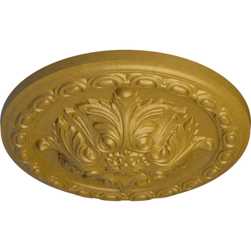 Endurathane Acanthus Ceiling Medallion, 11 3/8"OD x 2"P, Hand-Painted Pharaohs Gold Finish, Pharaoh's Gold