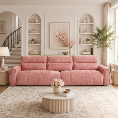 122" Oversized Chenille Sofa, Deep Seat Extra-Long Sofa Couch with Removable Down-Filled Cushions,Solid Wood Frame,1000lbs Capacity for Living Room