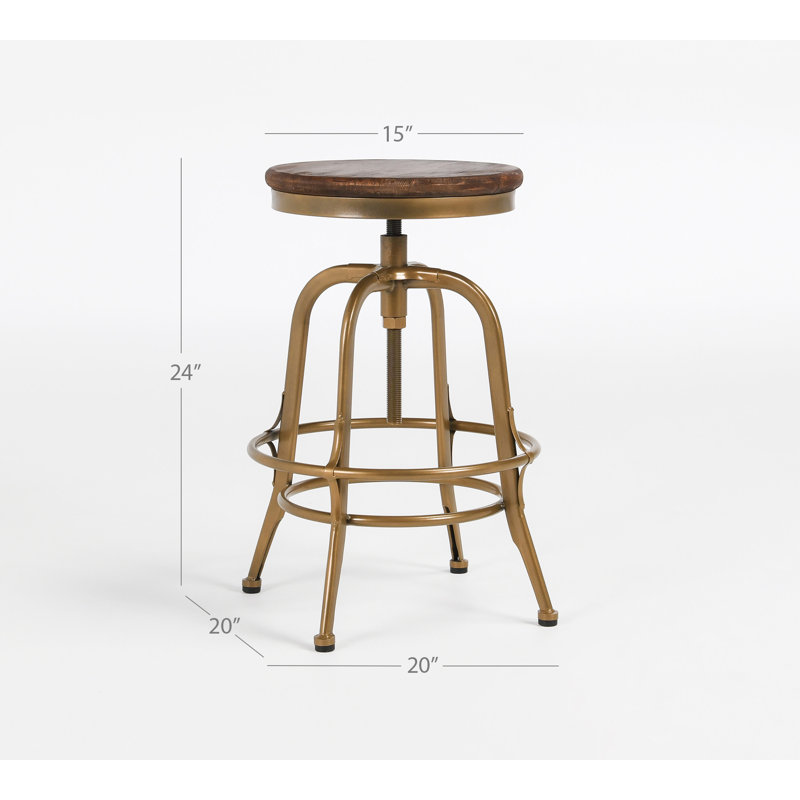 Swivel Solid Wood Adjustable Height Stool, Bronze