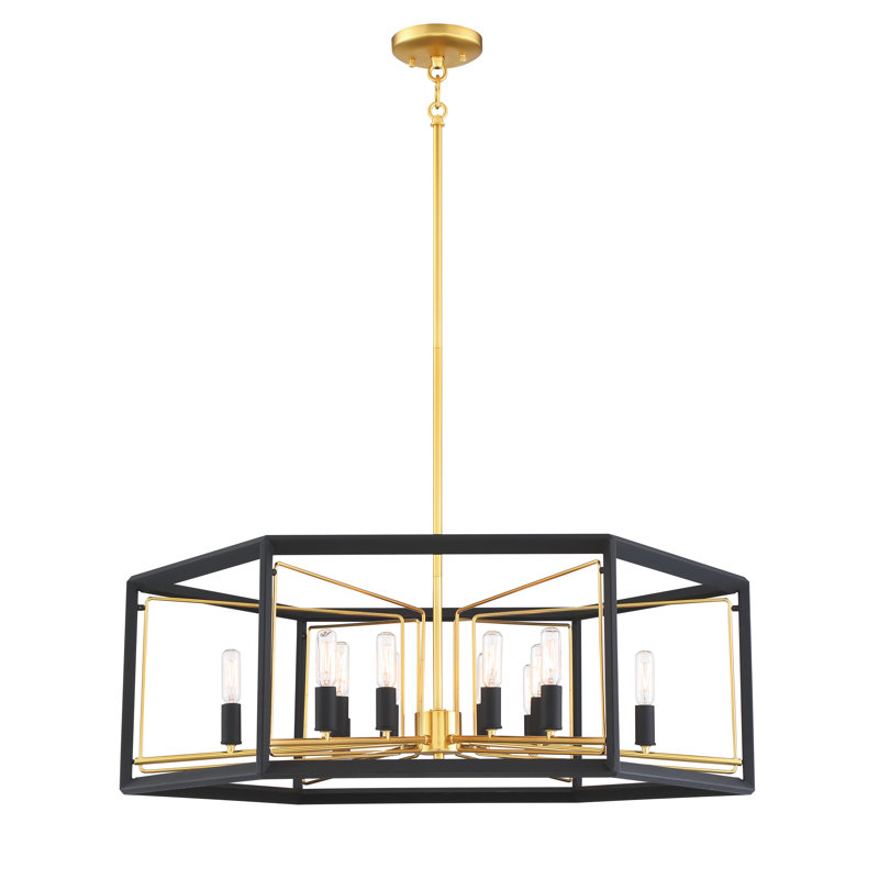 Sable 12 - Light Dimmable Geometric Chandelier, 22" H x 32 W" x 32" D