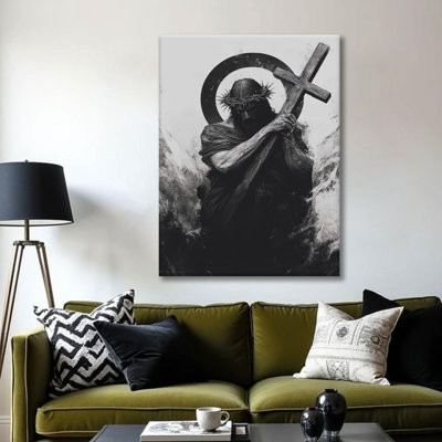 Jesus Portrait Canvas Wall Art Christian Religious Poster Image Print Gallery Style Home Decor Painting Suitable For Living Room Church Prayer Room Office 16X24 In Ready To Hang