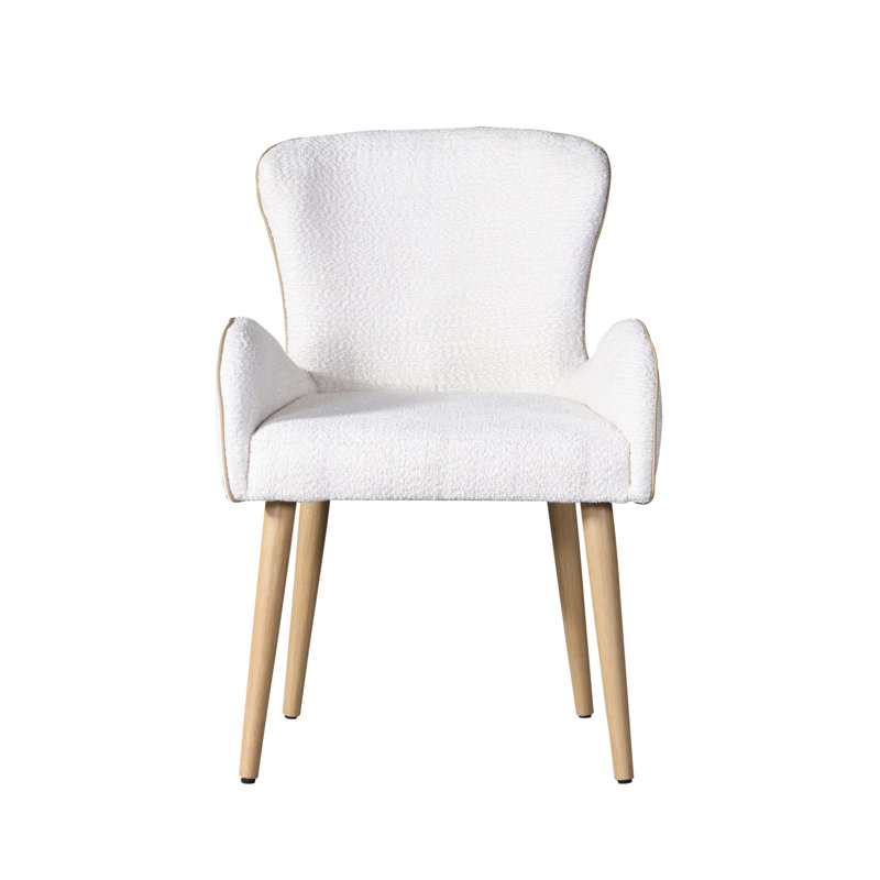 Chaise d'appoint à oreilles Mayrin en beige et chêne (ensemble de 2)