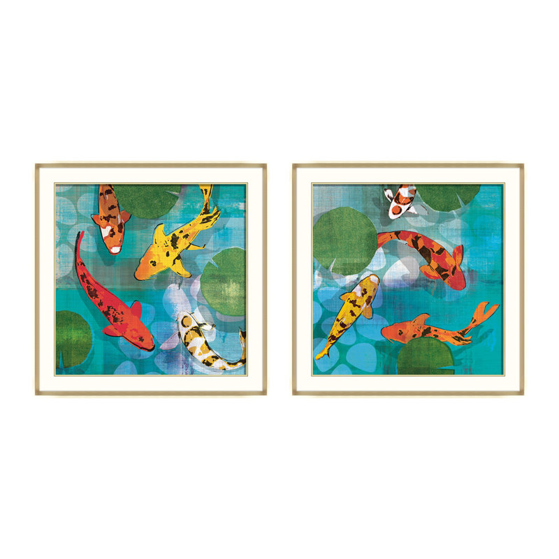 Koi Pond Painting, 24" H x 24" W x 1" D