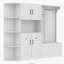 Armoire de vestibule multifonctionnelle gauche-droite avec rangement, 4 crochets et 2 en 1, bleu antique