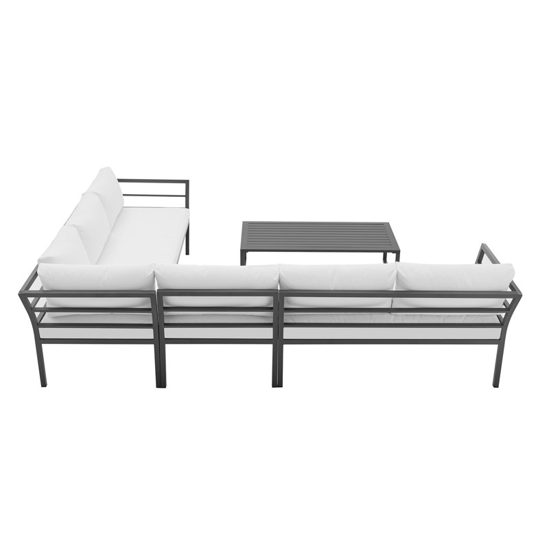 Sunnyside Modern Corner Patio Conversation Set with Table, White
