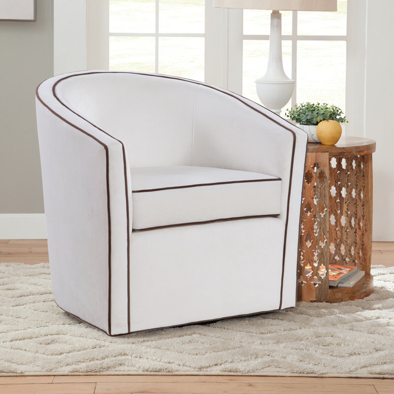 Karcher Upholstered Swivel Armchair, Cream Velvet