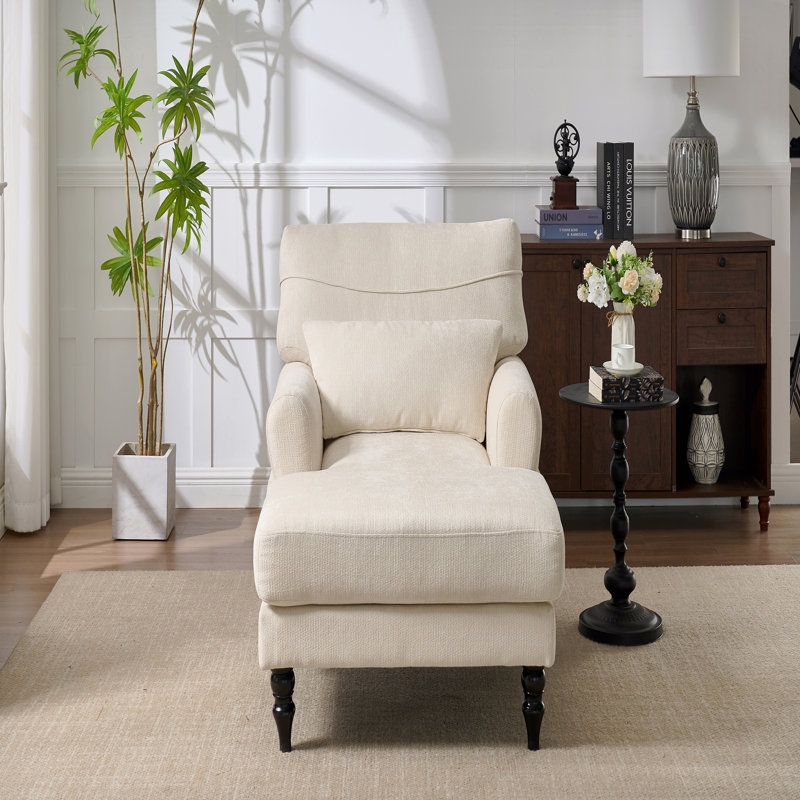 Chaise longue moderne, canapé-lit rembourré pour l'intérieur, Blanc