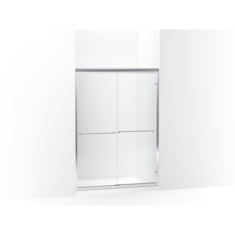 Finesse 47.6" W x 65.5" H Sliding Frameless Shower Door, Silver