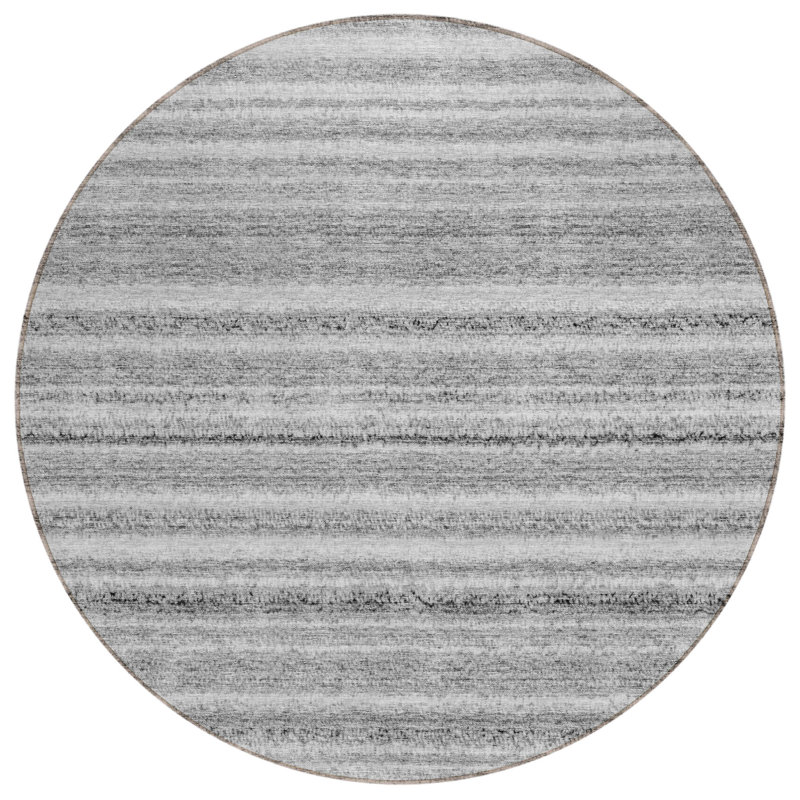 Ayslee Washable Striped Indoor / Outdoor Rug, Round 8'