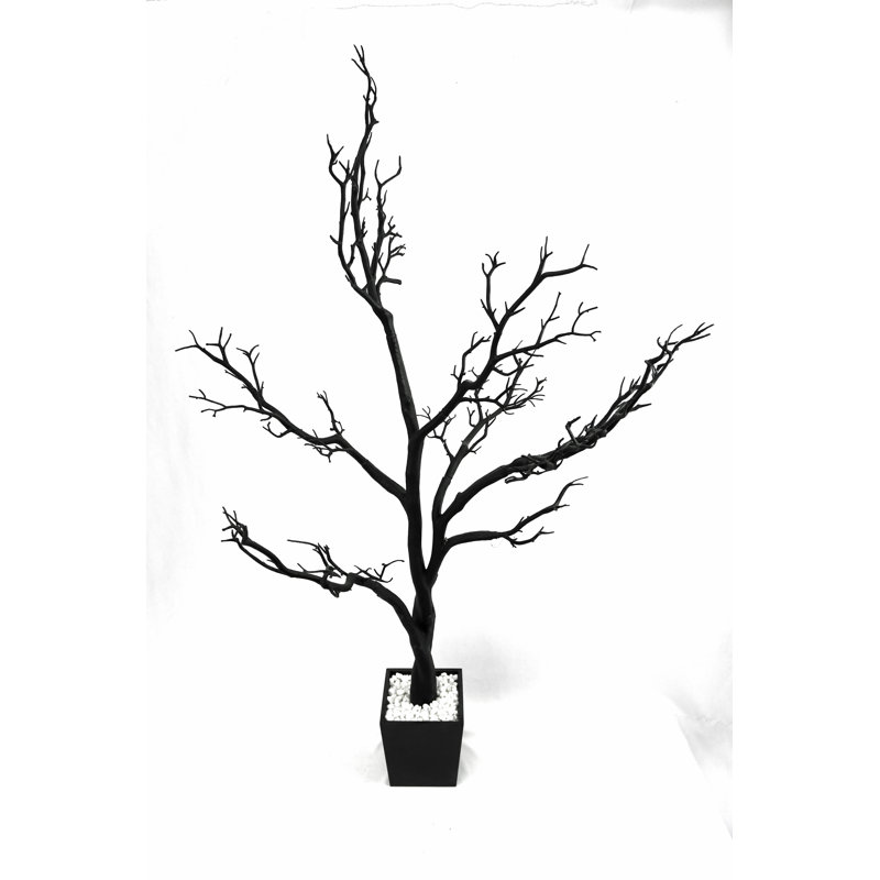 48'' Tree in Wood Planter, 48" H x 18" W x 18" D, Black