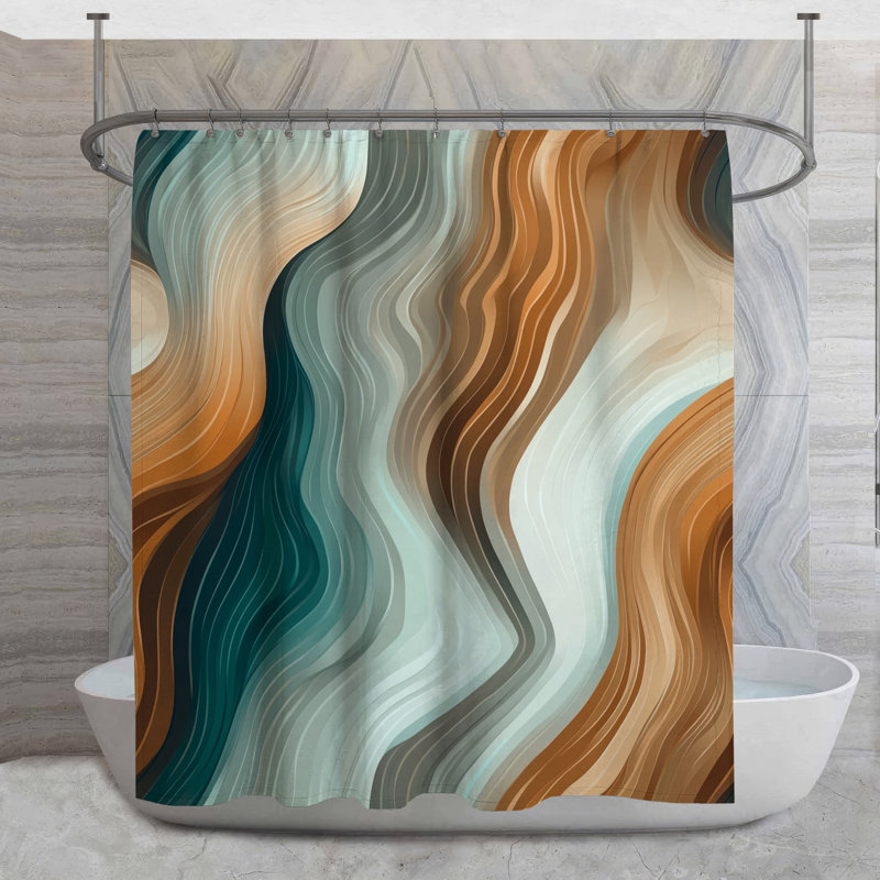 Rideau de douche Abstract Waves, H 73 po x l 70 po
