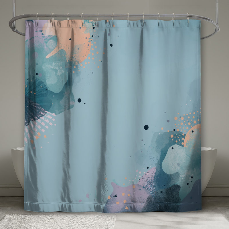 Rideaux de douche bleu à motif abstrait, L 70 po x H 93 po