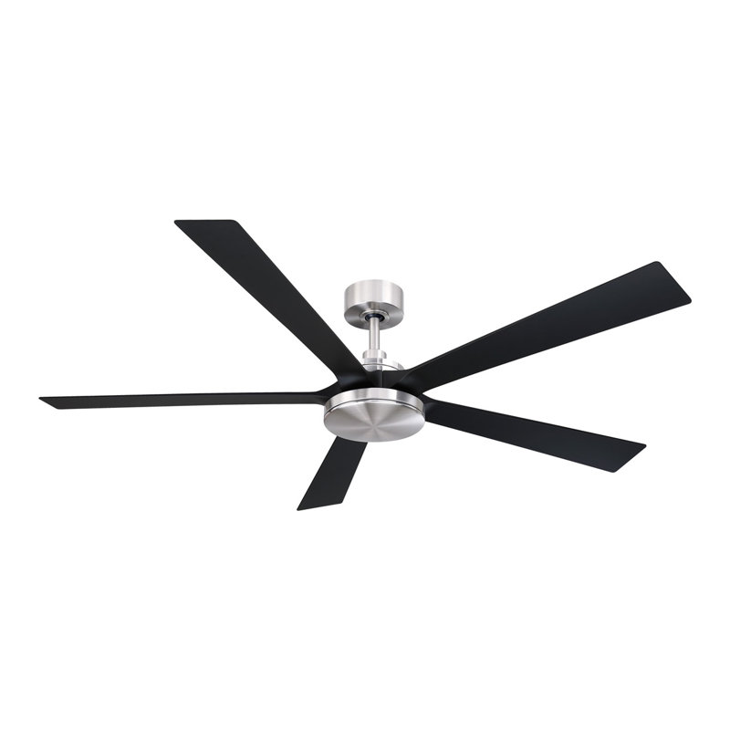 TorchAire 64 inch Indoor/Outdoor Ceiling Fan with LED CCT Select Light Kit - Brushed Nickel with Black blades, Matte Black