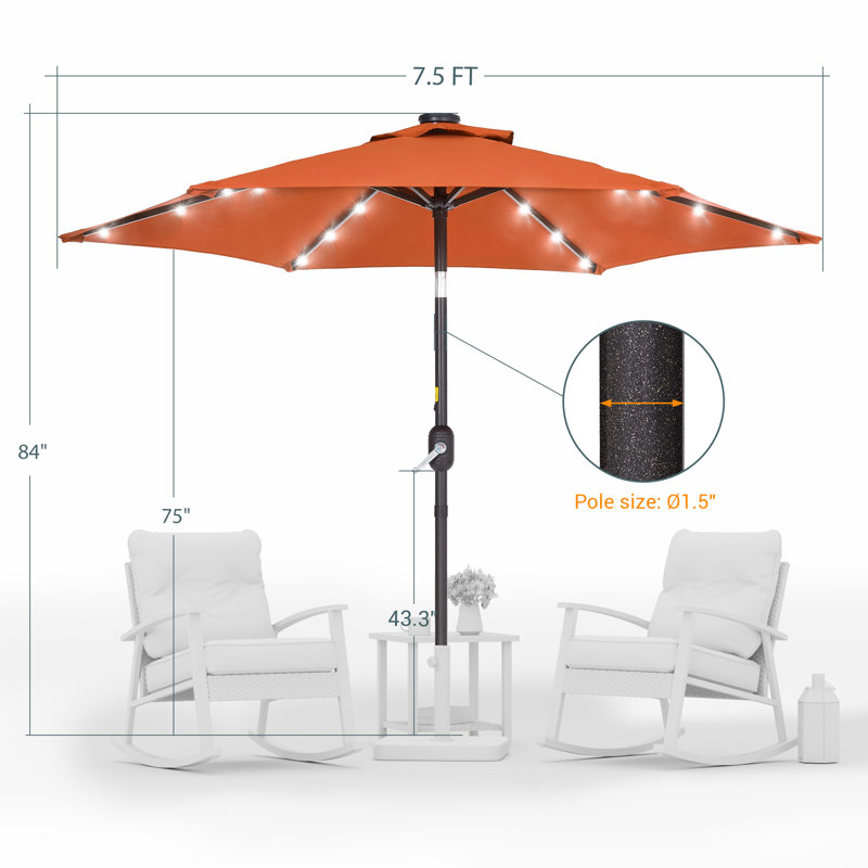 Parasol de marché éclairé Elbe, Orange