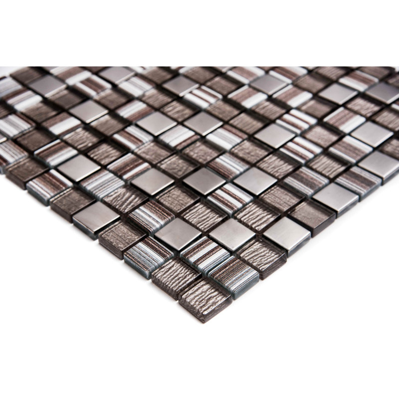 Modern Cappuccino 12" X 12" Glass Mosaic Wall Tile, Brown