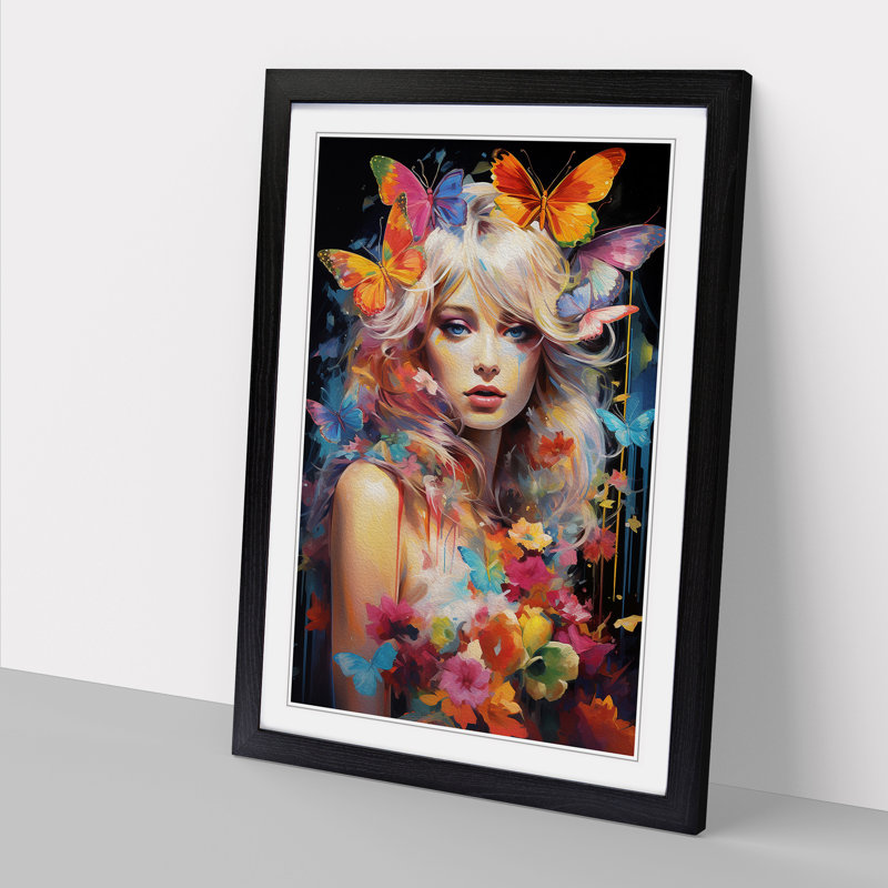 Fairy Pop - Single Picture Frame Print on Wood, Black Framed, 34cm H x 25cm W