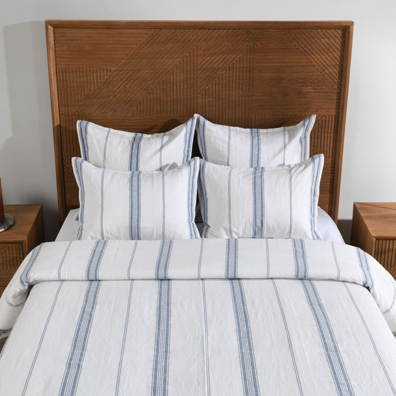 Jayson Linen Duvet Cover Set, Blue, King