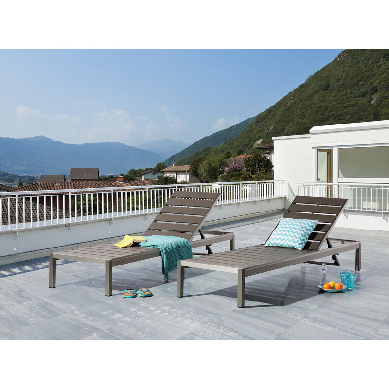 198cm Long Reclining Single Chaise, Silver/Grey