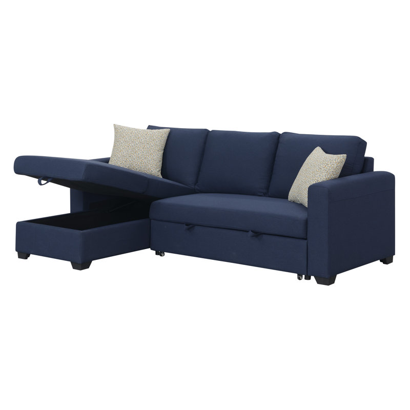 Hendrick Upholstered L-Shaped Sectional Reversible, Navy