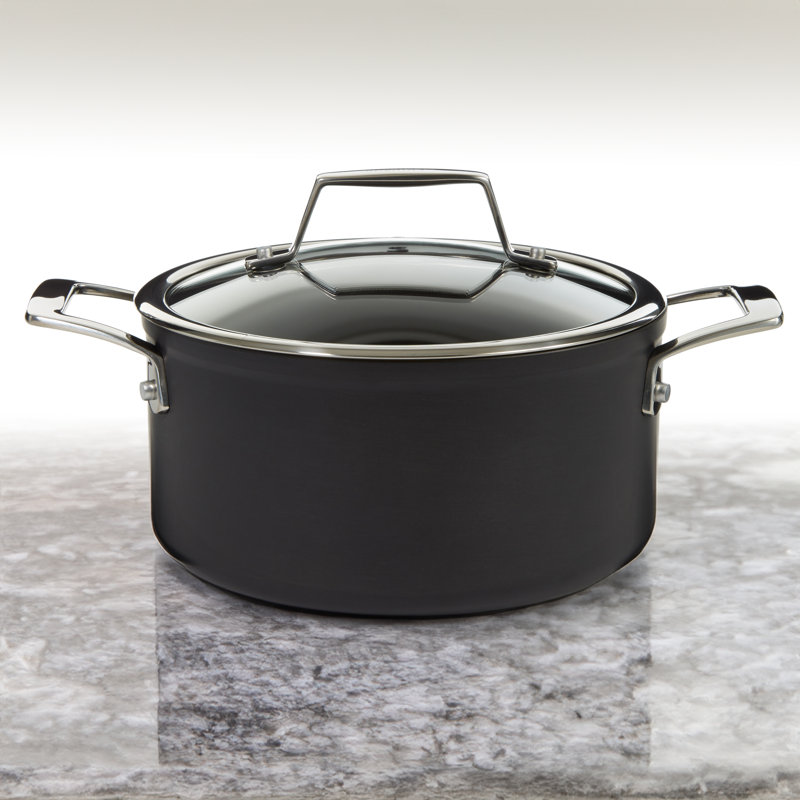 BergHOFF Essentials Nonstick Hard Anodized 8" Stockpot 3.3qt. With Glass Lid, Black
