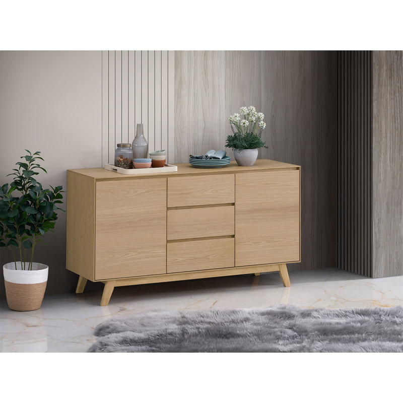 Kasem Oak Finish Server,Sideboard,Buffet table with wood frame