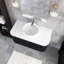 36 po W Meuble-lavabo mural simple noir avec lavabo blanc
