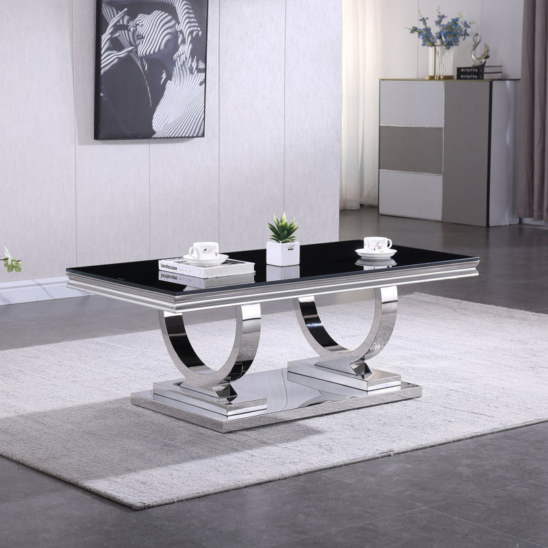Table basse Burdell Ct316, Noir, noir, noir, noir, Argent argent