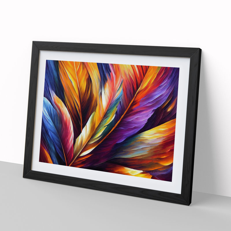 Bird Feather - Single Picture Frame Painting, Black Framed, 46cm H x 64cm W x 2cm D