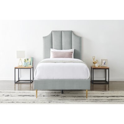 Faith-Serenity Home Delta Platform Bed Frame With Headboard Velvet Upholstered Vertical Channel Quilted, Modern Contemporary, Beige, Queen -  Everly Quinn, 8FDE85F5A5ED424F9E05C07A5CBE7681
