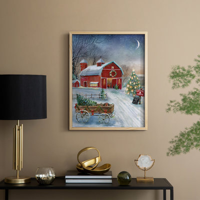 «Christmas Tree Barn», reproduction encadrée - bois massif