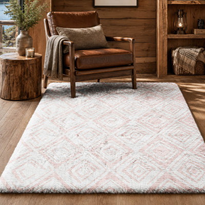 Tapis Dream Shag ADS733 à motif diamant, lavable à la machine et de qualité supérieure